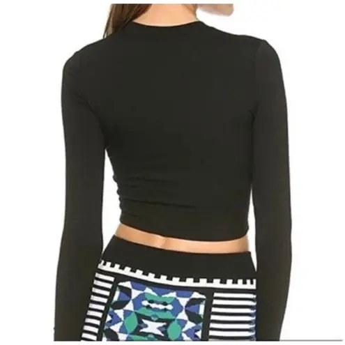 Torn By Ronny Kobo EUC Crew Neck Long Sleeve Crop Top, Black, Sz S