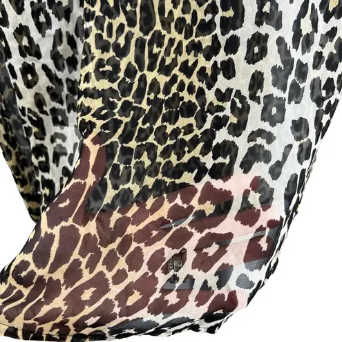 Equipment Femme Blouse Silk Leopard Print Button Up Long Sleeve Sheer Small