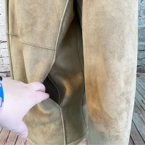 Shaver Lake Sherpa Lined Faux Suede Full Zip Jacket Tan Exposed Seams Medium