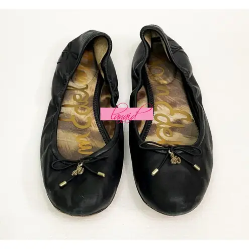 Sam Edelman Felicia Ballet Flats Black Leather Slip-On Ballerina Comfortable 7