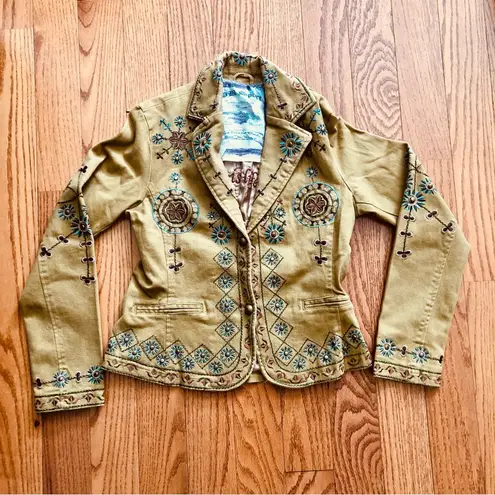 Buffalo David Bitton David Bitton Buffalo RARE Embroidered Collar V-neck Tan Jacket Women’s Size S