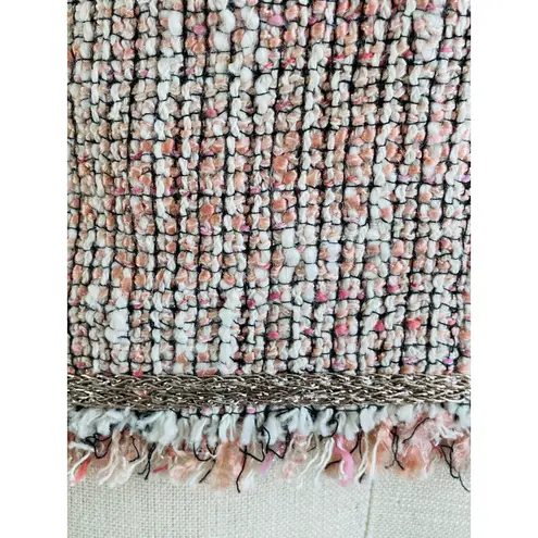 Rebecca Taylor Pink Tweed Fringe Trim Blazer Jacket Women’s Size 10