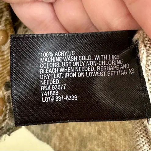 East 5th Animal Print Earth Tone Fall Cardigan Sweater XL