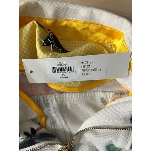 Berek Womens Ray of Sunshine Full Zip Jacket Size PL White Multi Color Pockets White