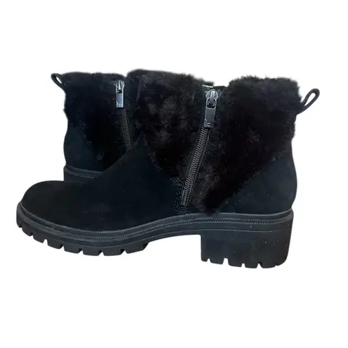 Koolaburra by Ugg NWOB BEREA FUZZ LEATHER FAUX FUR ANKLE BLACK BOOTS US 8