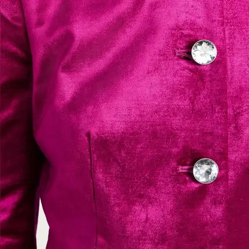 Veronica Beard Cencia Magenta Velvet Collarless Jacket Size 2