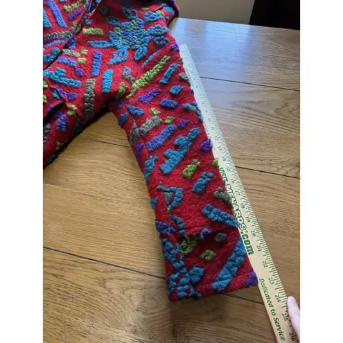 Made in Italy Women Coat Lined Wool Blend? Size Measured Embroidered Button READ