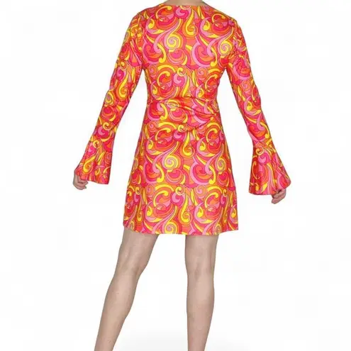 Dreamgirl Pink Orange Halloween Hippie 60’s Costume Mini Dress
