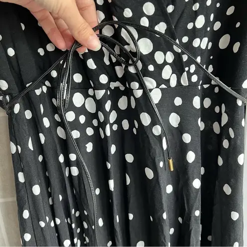 NWT Lascana Wrap Look printed dress sleeveless black white dotted dress size 10