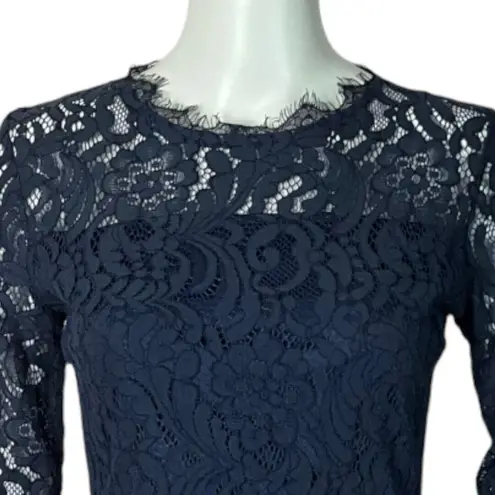 Dress Forum Sheath Dress Navy Blue Lace 3/4 Sleeve Cocktail Dress Mini Dress S