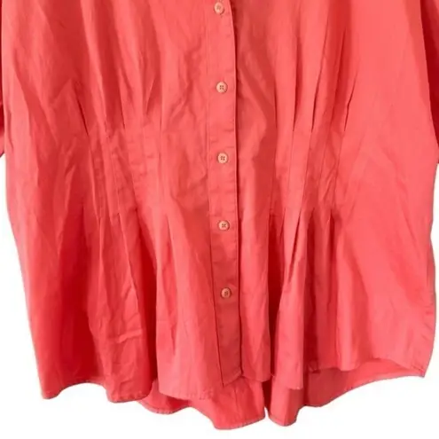 Nic+Zoe Button Down Pintuck Shirt Coral Valencia Size XL NEW