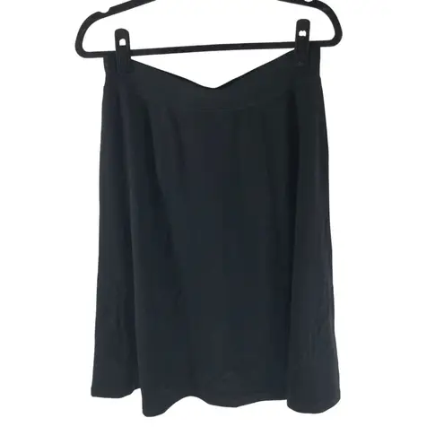 LL Bean Skirt A Line Pull On Knee Length Tencel Stretch Black S