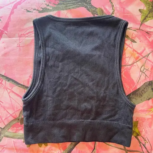 SKIMS dark brown ribbed sports bra high neck active tank top