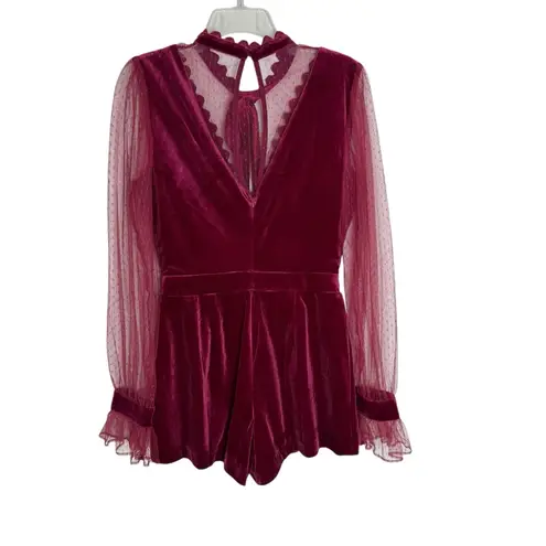 Endless Rose NWT Velvet and Lace Romper Wine Size S