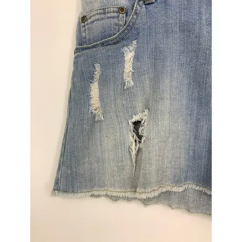 American Vintage Vintage Y2K Mini Skirt Womens 34" Low Rise Distressed Denim Light Wash