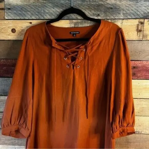 Who What Wear  Burnt Orange Lace Up Dress Size Small‎