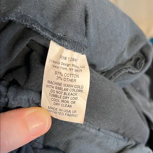 Nili Lotan East Hampton Cropped Raw Hem Navy Cotton Twill Pants Size 0 Blue