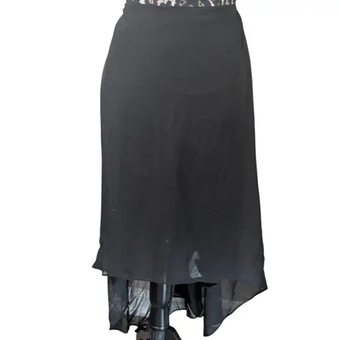 Zink London Black Lace Maxi High Low Dress Cocktail Evening Goth Glam L Size L