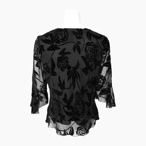 Anne Carson ✦ Black Floral Mesh Sheer Top