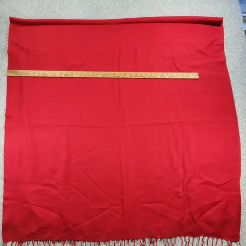 VINTAGE Company C Throw 44"W x 86" Red Pure Wool Knit Hand Twisted Fringe