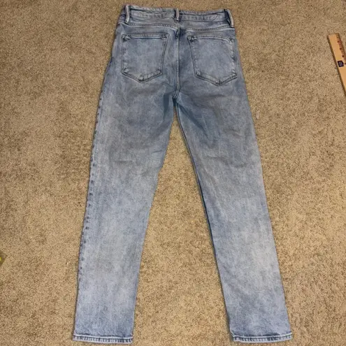 ALLSAINTS Imogen High-Rise slim straight Jeans Light Wash Distressed Size 27