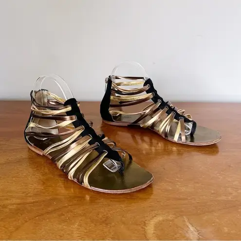 Jimmy Choo • Chaya gladiator sandals gold black bronze metallic strappy cage