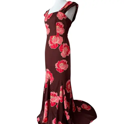 Formal Dress 12 Y2K Long Special Occasion Gown Floral Holiday Party Large Boho Brown