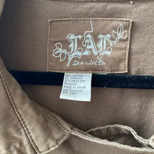 Live a Little π€ Cotton Stretch, Unlined Trench Coat/Jacket, Brown, Plus-Size 2X