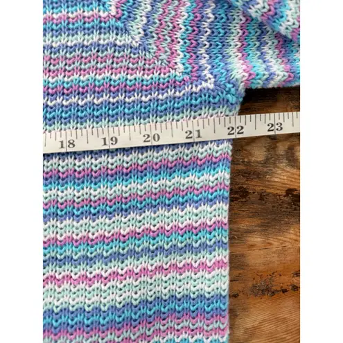 A7 Y2K VTG Appleseeds Striped Linen Cotton Blend Button Front Cardigan Sweater Pink Size M