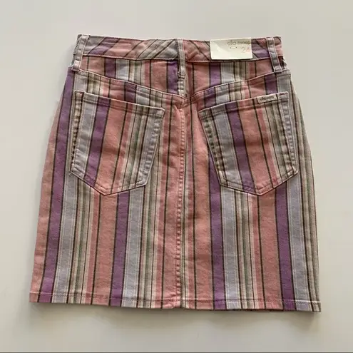 Ella Moss  | High Waist Denim Mini Skirt Rainbow Stripe Juniors 24