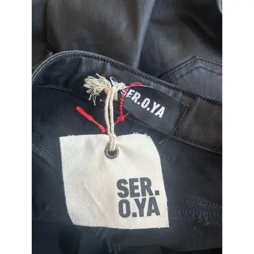 SER.O.YA Presely Coated Denim High Rise Flare Jean Coated Black Womens 26