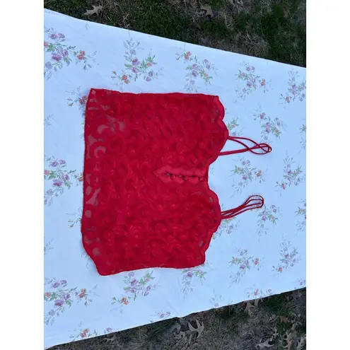 Vintage 90s Inner Most sheer babydoll Red lingerie top size large Valentines