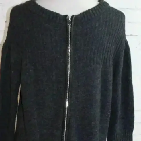 Milly Vintage Dark Grey Black Virgin Wool Sweater Knit Dress Zipper Back Size S