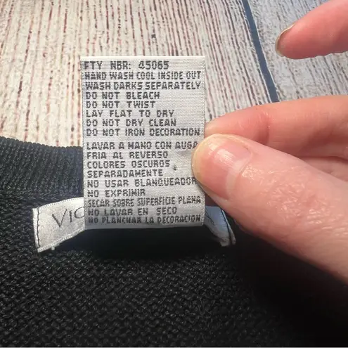 VTG Victoria Jones Christmas Knit Vest Beaded Embroidered Womens Medium Holiday Black