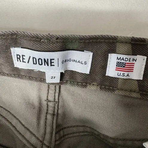 RE/DONE REDONE Jeans Womens 27 x 27 Stove Pipe High Rise Straight 70's Camo Raw Hem USA