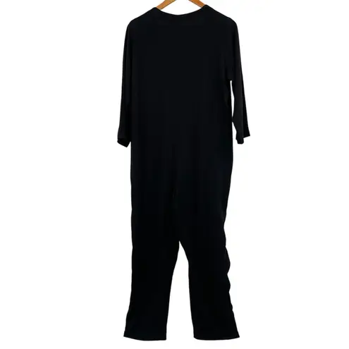 Rachel Pally Rachel Palley Black Jumpsuit Linen Blend Relaxed Comfy Casual Fit Pockets Size L