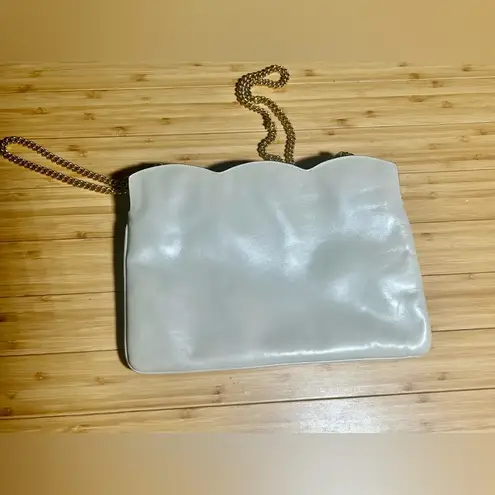 Salvatore Ferragamo Vintage Ferragamo Bag Cream Gold Chain Party 1980s Clutch Leather