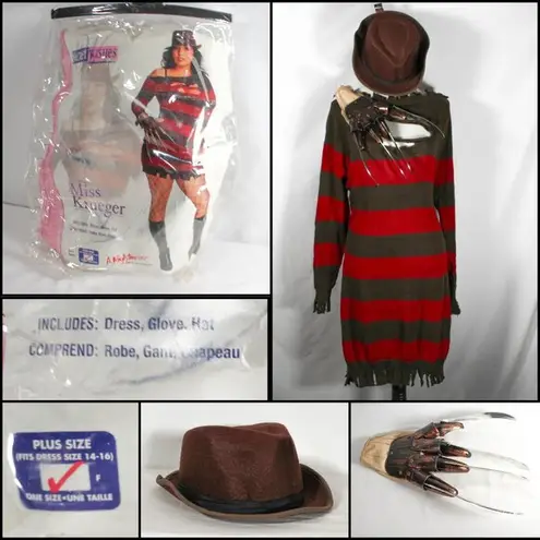 Nightmare on Elm Street Miss Kreuger Plus Size 14 16 Costume Freddy Horror Red