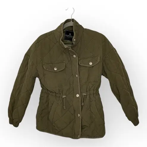 Bagatelle Olive Green Quilted Jacket Equestrian Quiet Luxury Utility Size Small