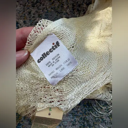 NOS vintage crochet boho large fringe shoulder shawl