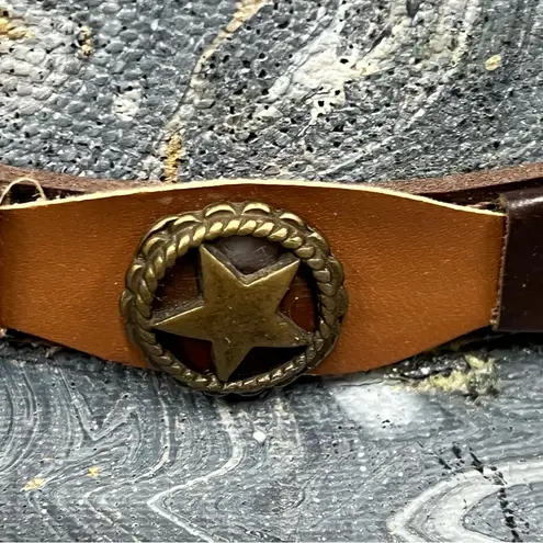 Distressed marble gold glazed Cowboy Hat w/Brown Leather Star concho Band unisex Blue Size M