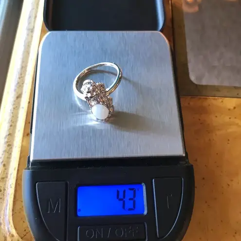 Natural Jade Sterling Silver Dragon Ring Size 8