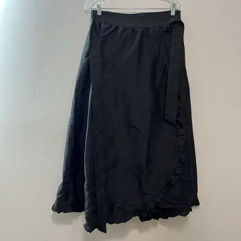 Beau & Ro Fete Collection Waverly Wrap Ruffle Skirt Black Taffeta Size Small