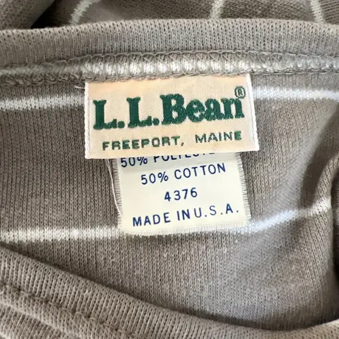 Vtg LL Bean Dress S Beige White Stripe T