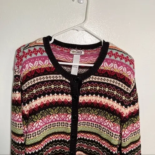Tiara International Vintage Cardigan Sweater Fair Isle