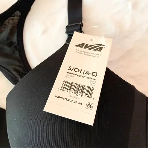 Avia NWT  Black Racerback High Impact Sports Bra Size Small Fitness Workout Yoga