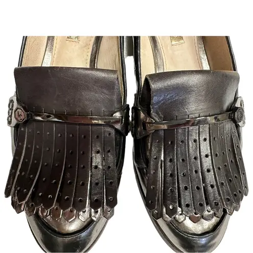 Louise et Cie Anthropologie Womens Patent Leather Kiltie Loafers Silver Size 6.5