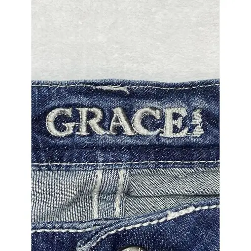 GRACE IN LA New  jeans Womens sz 31 embellished pockets aztec lace denim bootcut