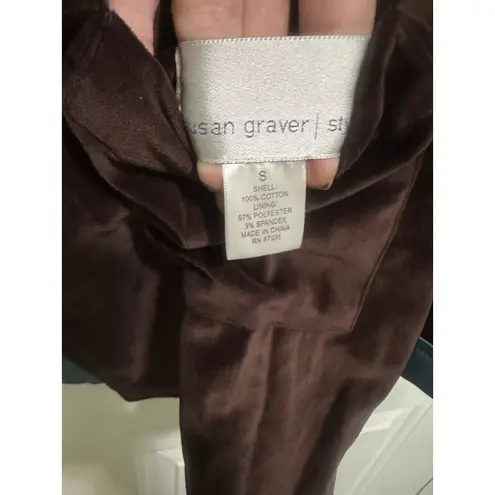 Susan Graver Style Brown And Blue Velour Satin Reversible Button Up Jacket S