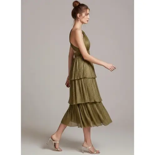 SABINA MUSAYEV Isabello Plisse Midi Dress, Moss Green, Medium Green
